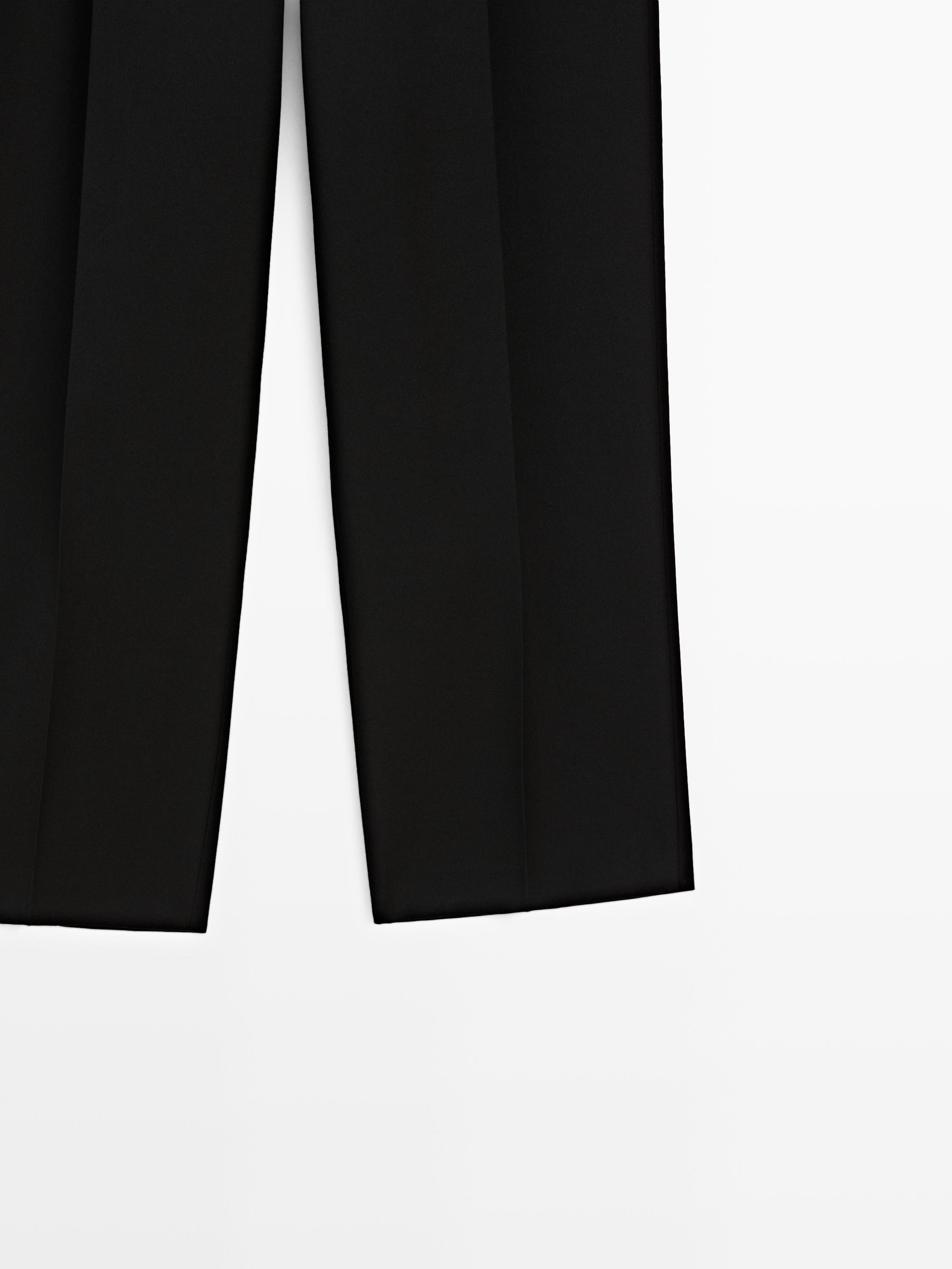 100% wool wide-leg trousers with dart - LIMITED